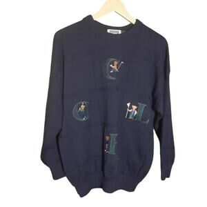 MACKENZIE COUNTRY GOLF Mens Navy Vintage Golf Themed Crewneck Sweater Size L